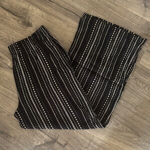 Rustic Escape Black Print Wide Leg Trousers - Large